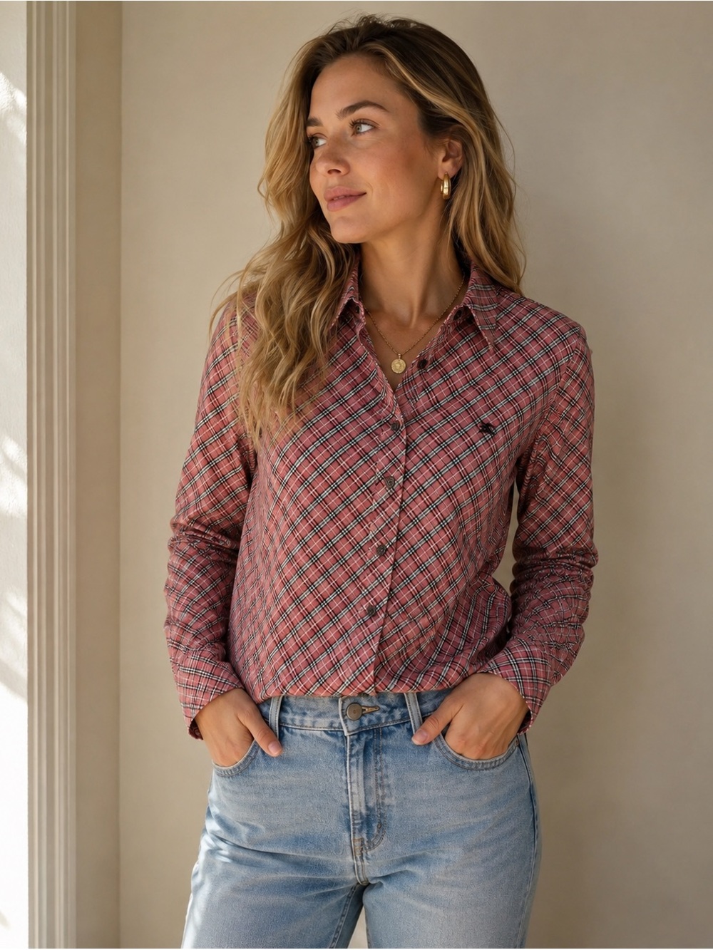 Authentic Burberry Vintage Nova Check Plaid Shirt Size 40 /M